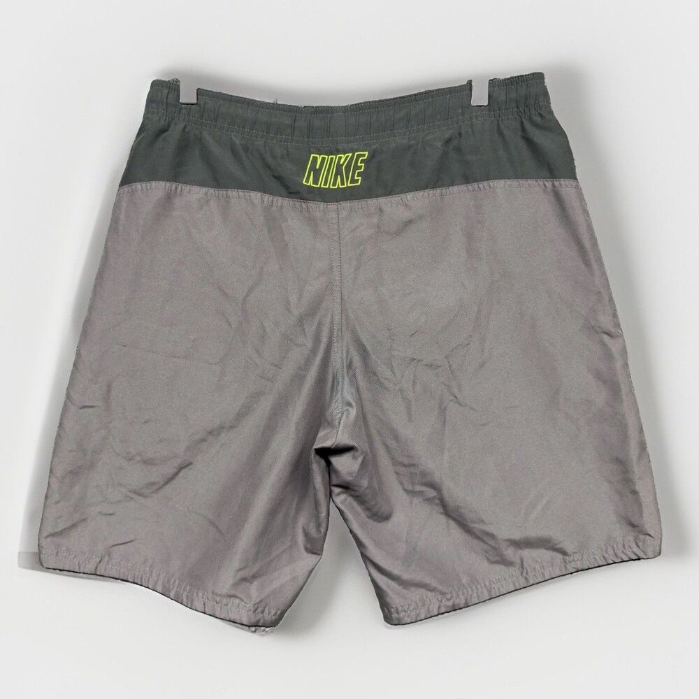 Nike Mens M Gray Swim Trunks Lined Pockets Board Shorts Surf Beach Drawstring